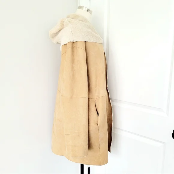Vintage Sawyer of Napa Camel Hooded Shearling Fur Coat RARE Luxury Travel Winter - Picture 4 of 9